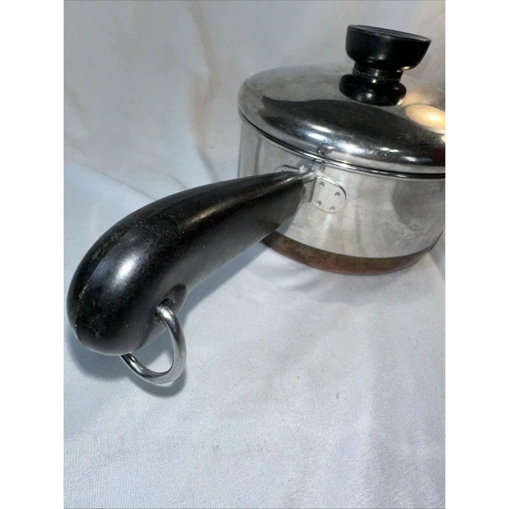 Vintage Revere Ware 1 Quart Stainless Steel Saucepan Copper Clad Bottom and Lid - Picture 3 of 7